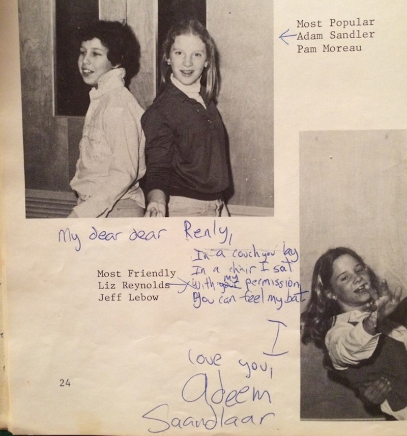 13. Nikad nisam vjerovao mami dok je govorila da je u osnovnjaku bila najbolja frendica s Adamom Sandlerom. Sve dok nisam vidio ovo.