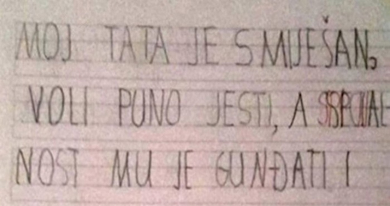 Učenik je za zadaću morao napisati sastavak o svojem tati, rezultat je nasmijao cijelu Hrvatsku