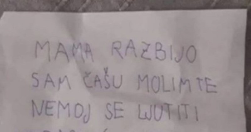 Klinac je razbio čašu pa mami napisao urnebesnu poruku u kojoj je otkrio kako se namjerava iskupiti