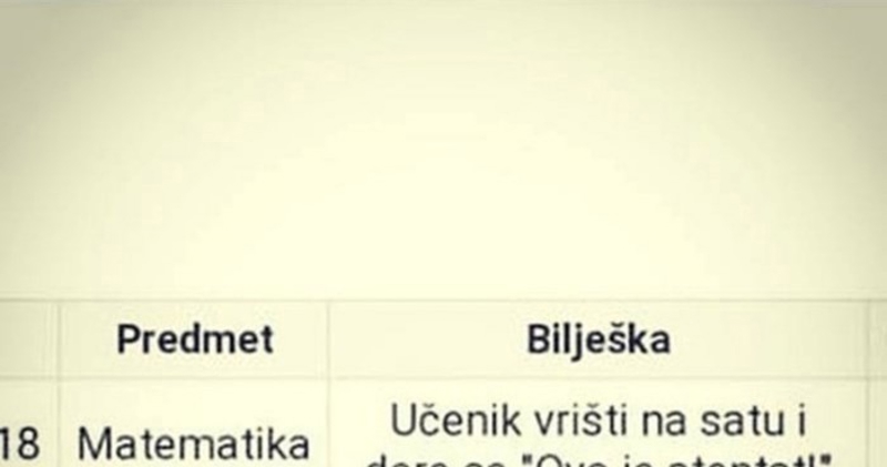 Bilješke iz e Dnevnika o ponašanju učenika na satu matematike hit su na Fejsu, morate vidjeti