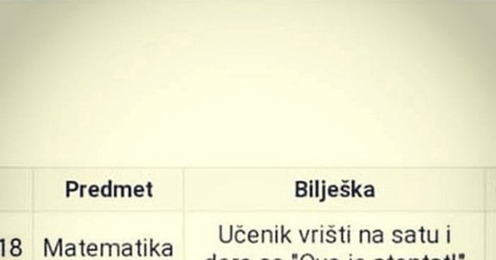 Bilješke iz e Dnevnika o ponašanju učenika na satu matematike hit su na Fejsu, morate vidjeti