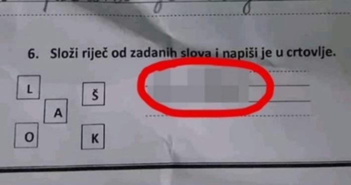 Učenik je od slova trebao sastaviti riječ, svojim rješenjem je nasmijao učiteljicu