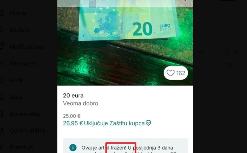 Tip prodaje novčanicu od 20 eura za 26 eura, umrijet ćete od smijeha kad vidite razlog