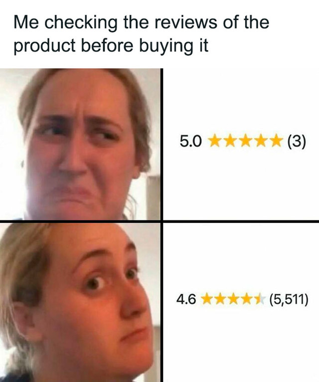 Ja dok gledam recenzije nečeg što ću kupiti online