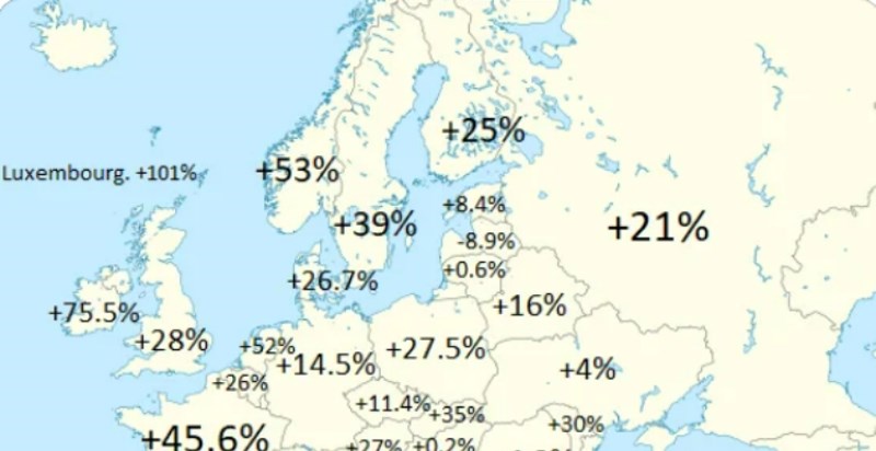 Mapa pokazuje rast broja stanovnika u Europi u zadnjih 60 godina, šokirat će vas Hrvatska!