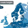 Mapa prikazuje prosječnu visinu muškaraca u raznim EU državama, pogledajte Hrvatsku