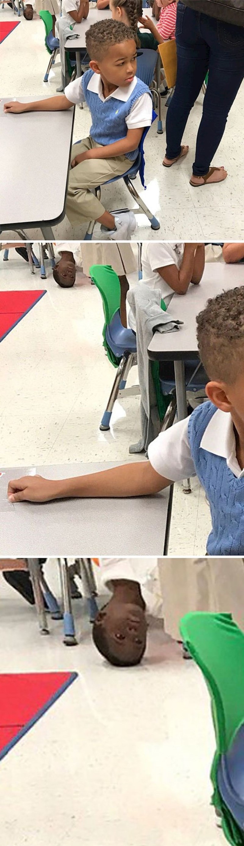 Ovaj dječak izgleda kao da se baš dosađuje