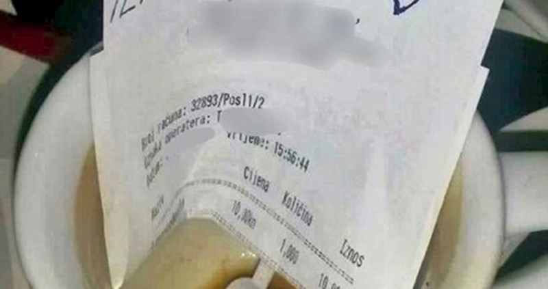 Konobarica je slikala što joj je napisao čovjek koji je popio kavu i jednostavno otišao