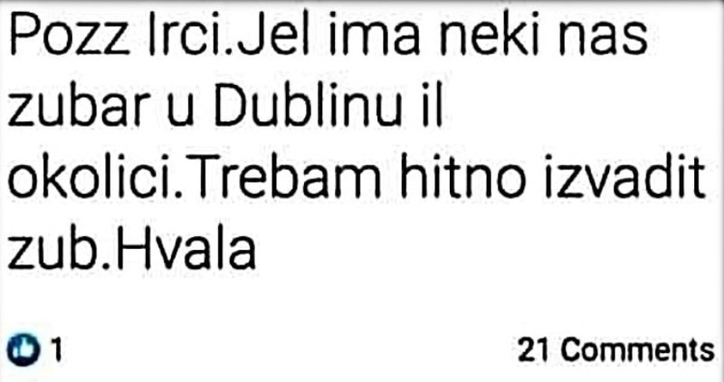 Tip je pitao zna li netko zubara u Irskoj, tisuće lajkaju savjet koji je dobio u prvom komentaru