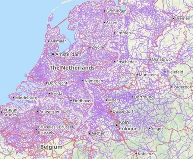 Mapa biciklističkih staza u Nizozemskoj