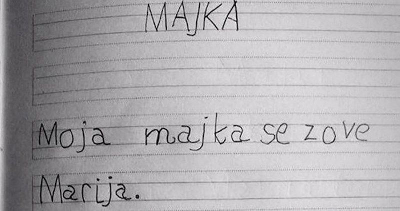 Profesorica je učenicima dala zadatak da opišu svoju mamu, ovaj mališan nasmijao ju je do suza