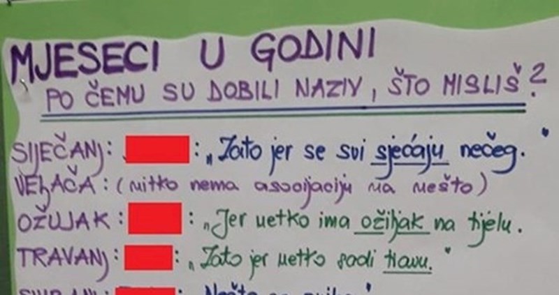 Djeca u vrtiću trebala su objasniti imena mjeseci, morate vidjeti po čemu je ime dobio srpanj