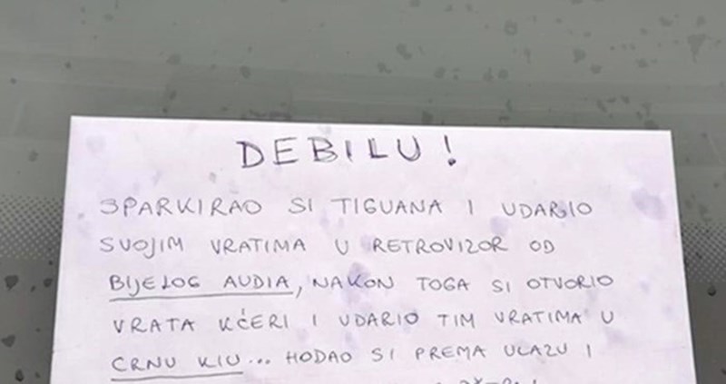 Zagrepčanin je ostavio poruku liku koji je oštetio tuđe aute, otkrio mu je što je primijetio