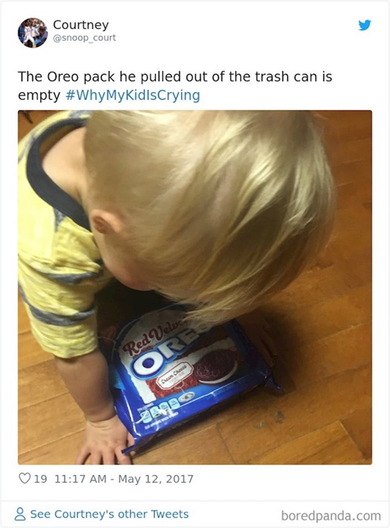 "Zato što je pakiranje Oreo keksića koje je izvadio iz smeća bilo prazno."