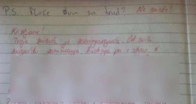Učiteljica ostala potpuno šokirana temom zadaćnice koju je Kristijan odabrao, morate to vidjeti