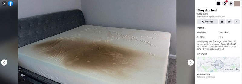 Malo rabljeni king size krevet (mrlja je od kreme za samotamnjenje)