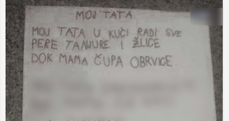 Dijete napisalo pjesmicu o tati u kojoj je previše otkrilo o njemu, mami i njihovom braku