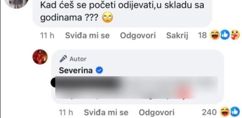 Pitala je Severinu zašto se ne odijeva u skladu s godinama, odgovor pjevačice je legendaran!