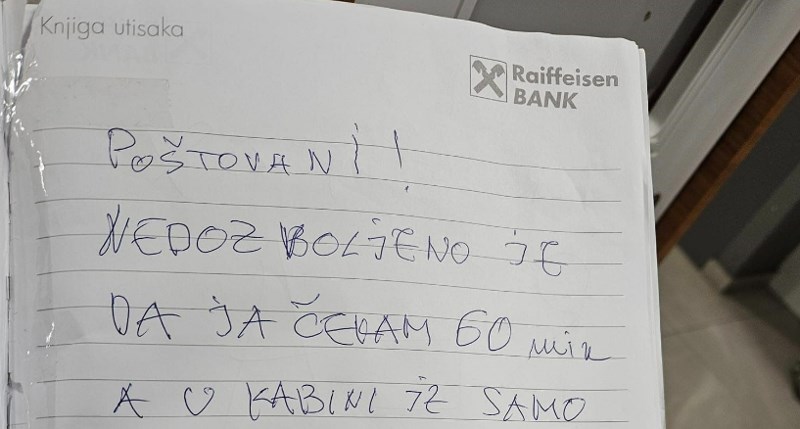 Čovjek je napisao žalbu zbog čekanja u banci, internet luduje jer pokušavaju skužiti zašto