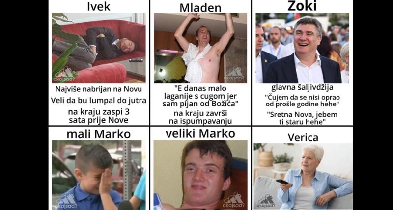Fotka prikazuje tipove ljudi koje ćete sresti na proslavi svake Nove godine, urnebesna je