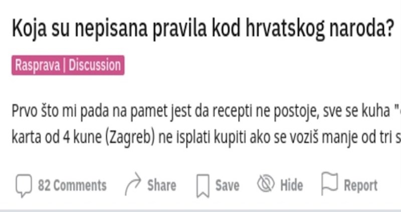 Ekipa na Redditu napravila je popis stvari koje su svojstvene Hrvatima i moramo se složiti s njima