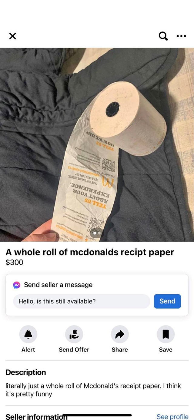 Rola McDonalds papira za račune