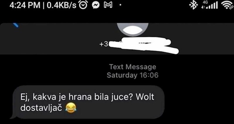 Dostavljač iz Srbije je poslao poruku nakon obavljene dostave, ovaj odgovor sigurno nije očekivao