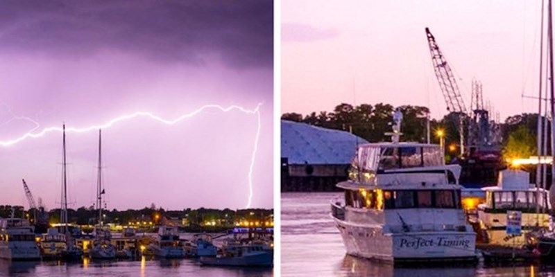 "Moj brat već godinu dana pokušava uhvatiti fotku munje i napokon je uspio. Poslije smo vidjeli ime broda u lijevom kutu fotke ("savršen tajming")"