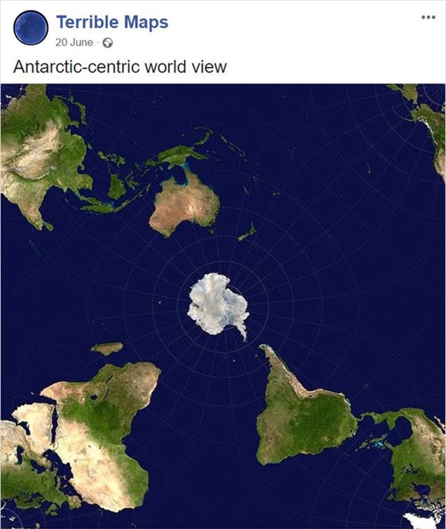 Mapa svijeta iz perspektive Antarktike