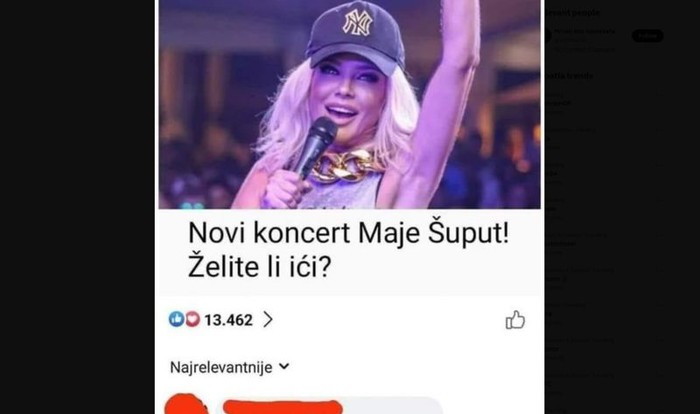 Tip je UBIO komentarom na vijest o novom koncertu Maje Šuput, ovo je legendarno