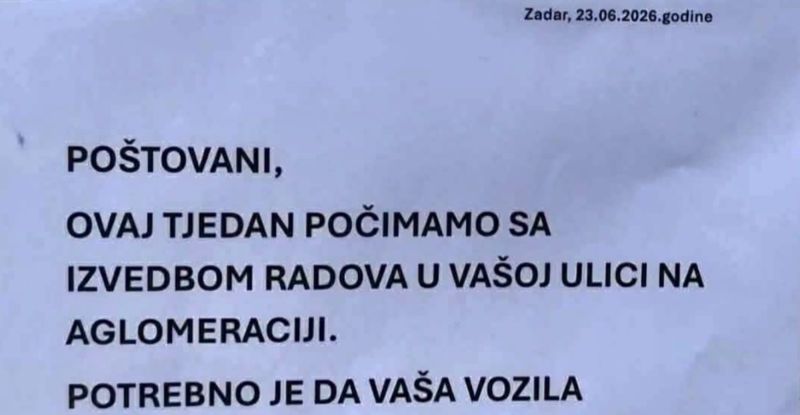 U Zadru je osvanula obavijest o početku radova, stanari su zgroženi onim što piše ispod