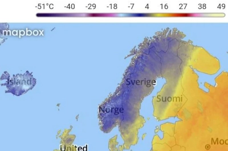 Mapa pokazuje trenutne temperature zraka u Europi, svi komentiraju istu stvar