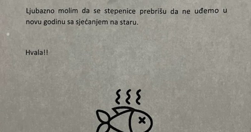 U haustoru jedne zgrade osvanula je poruka susjedima. S ovim će se svi poistovijetiti