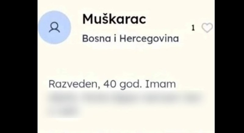 Bosanac je na dejting aplikaciji dao najiskreniji opis sebe, profil mu je hit zbog jedne rečenice
