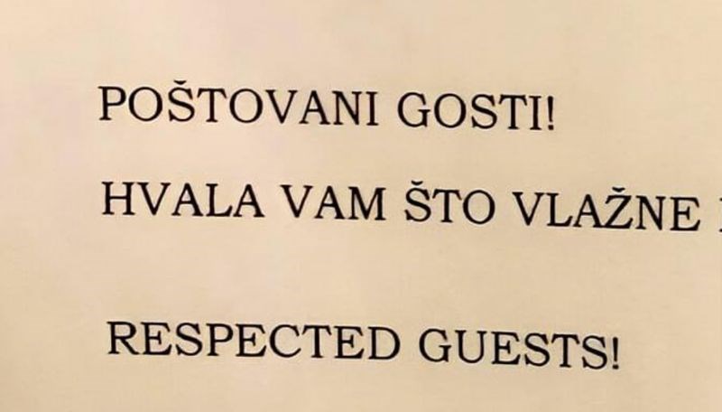 U restoranu u Dalmaciji osvanuo je možda i najgori prijevod na engleski ikad, ovo vrijedi vidjeti