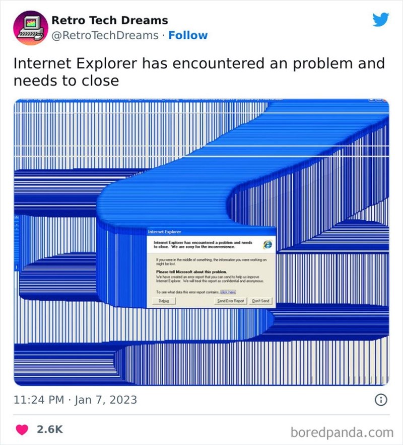 Internet exploret has encountered a problem