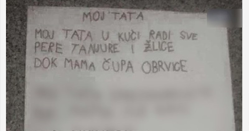 Dijete napisalo pjesmicu o tati u kojoj je previše otkrilo o njemu, mami i njihovom braku
