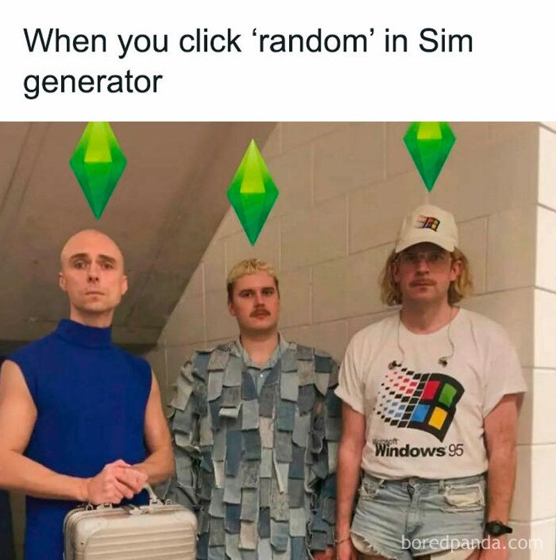 Kad klikneš "random" na Sim genertoru