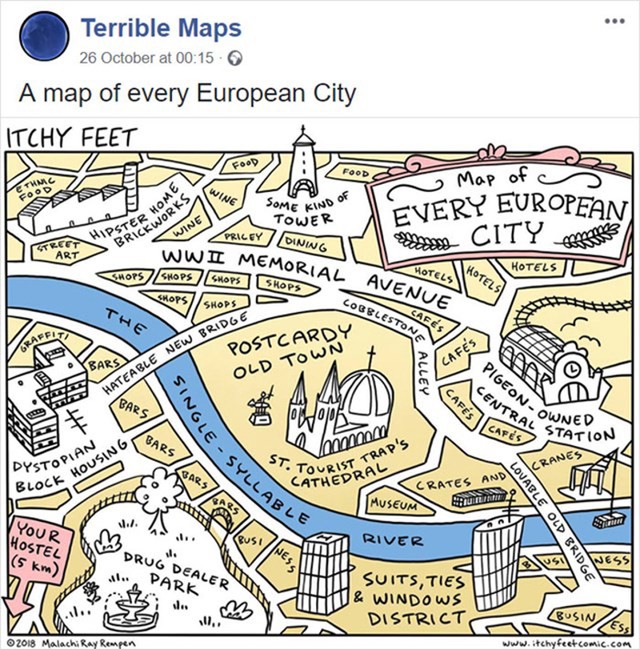 Mapa svakog europskog glavnog grada