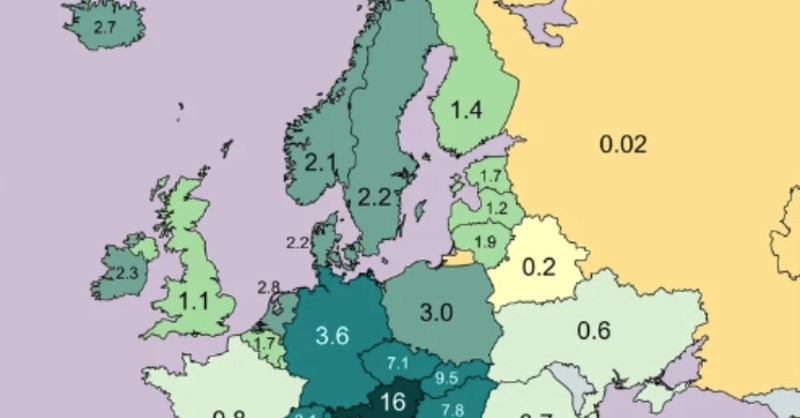Mapa pokazuje postotak stanovnika EU država koji su ljetovali u Hrvatskoj, neke će vas iznenaditi!