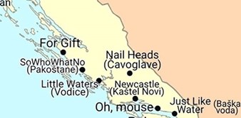 Netko je napravio kartu Hrvatske s doslovnim prijevodima imena gradova na engleski
