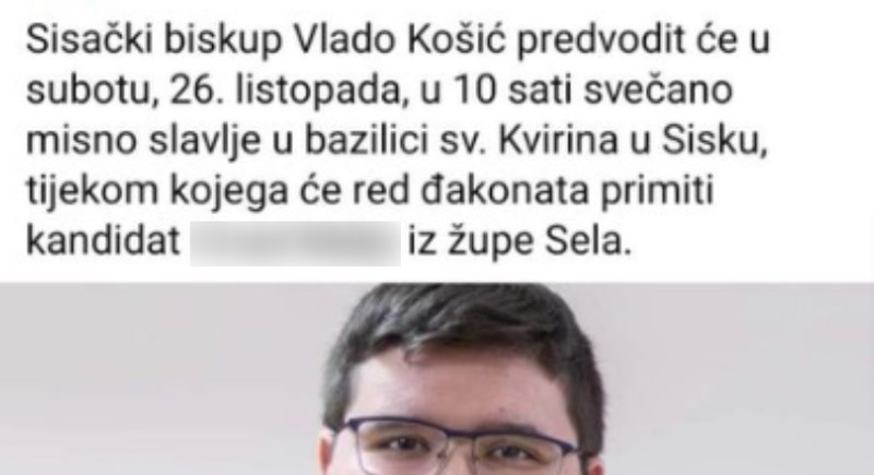 U Sisku se zaredio novi đakon, svu pažnju privuklo je njegovo ime i prezime
