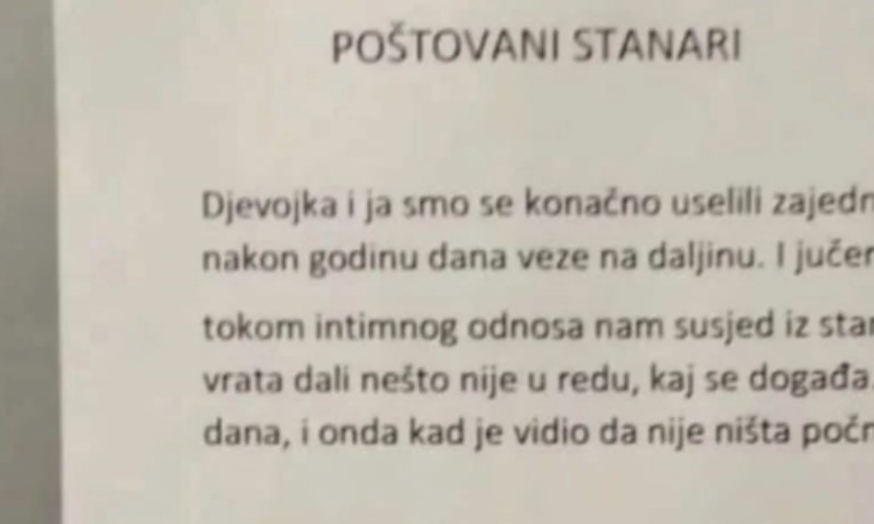 U zgradi u Zagrebu osvanula je urnebesna poruka susjedima mladog para, ovo morate pročitati!