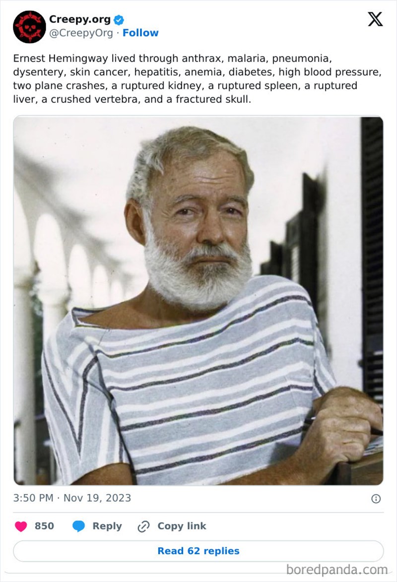 Ernest Hemingway je preživio svašta