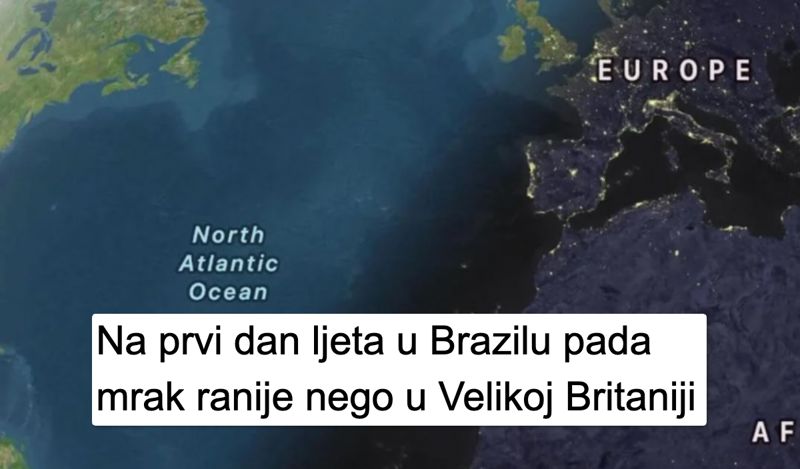 Geografski paradoks: Na najduži dan u godini, sunce u Brazilu zalazi prije nego u Europi