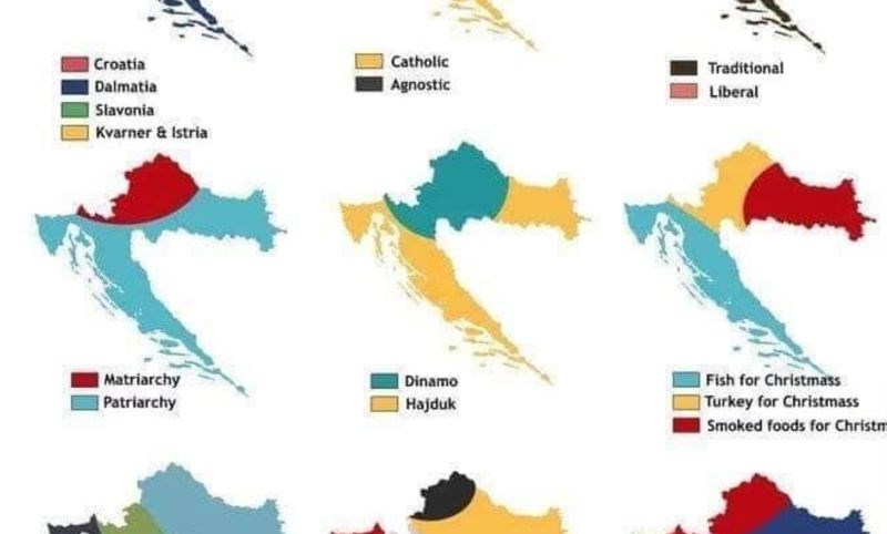 Mapa pokazuje na koje sve načine se može podijeliti Hrvatska, ovo je ozbiljan hit