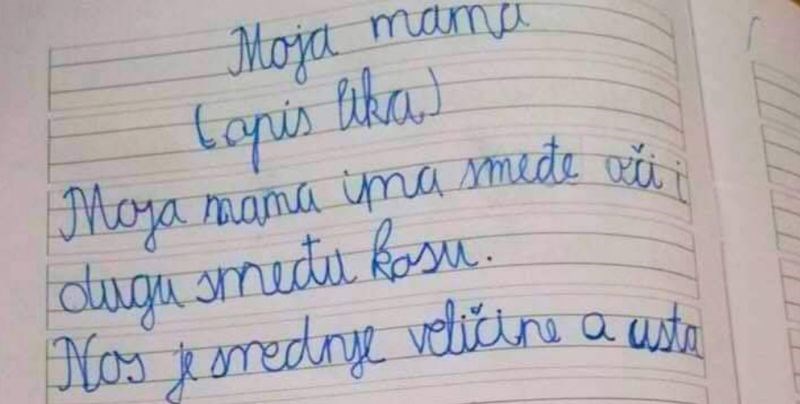 Curica je morala napisati sastavak o svojoj mami, sve je bilo super do zadnje rečenice