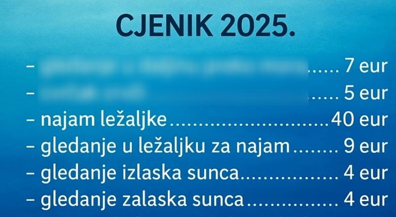 Širi se urnebesna fotka cjenika ljetovanja u Dalmaciji 2025. godine, ovo je hit!