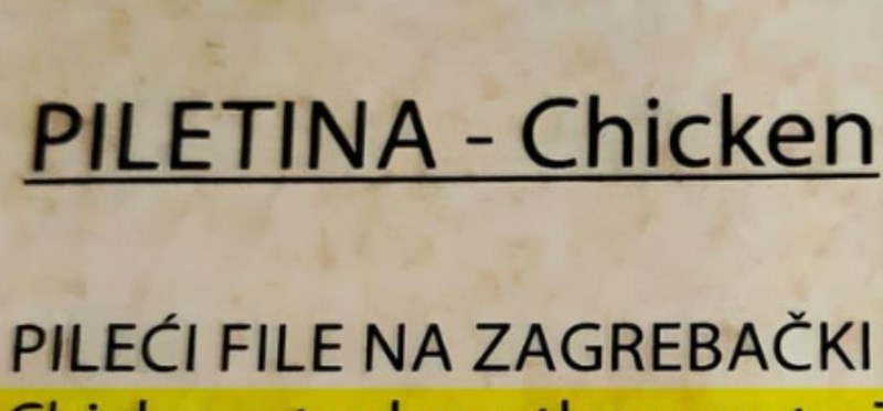 Vlasnik restorana sam je preveo meni na engleski, ljudi ne mogu doći sebi kako je preveo piletinu
