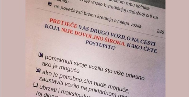Netko je u autoškoli nadopisao na test alternativno rješenje i moramo priznati da se slažemo